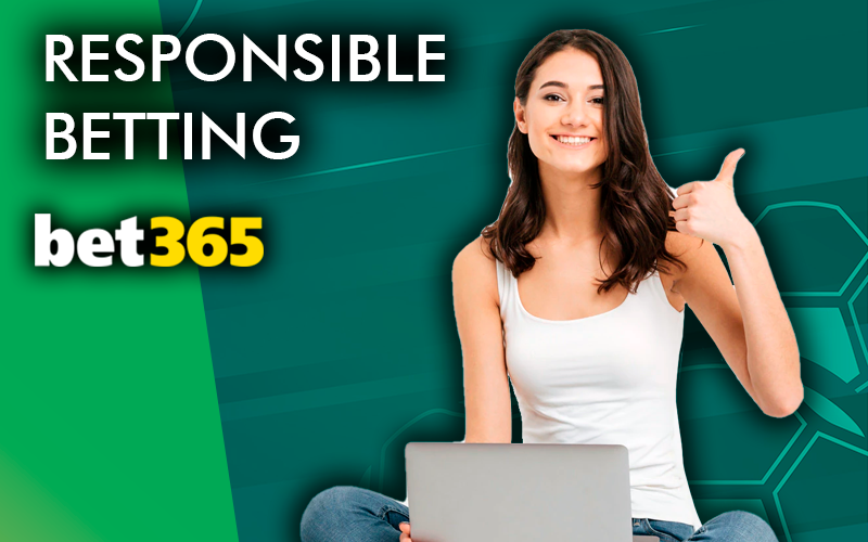 Happy woman sitting at her laptop showing a big swimmer up and Bet365 logo