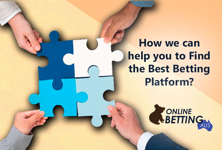 Hands are holding puzzle in case to help each other and onlinebettingaus logo