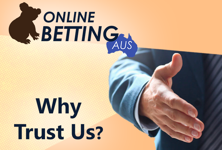 Someone is sipping his hand for a handshake and onlinebettingaus logo