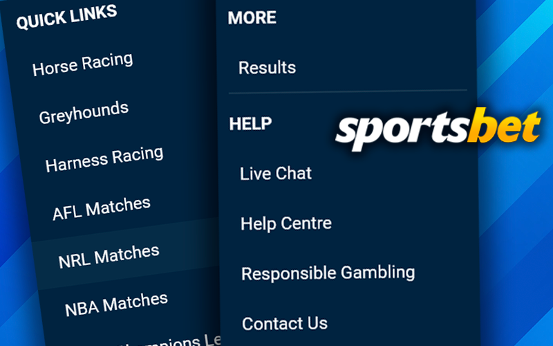 Left menus on sportbet site