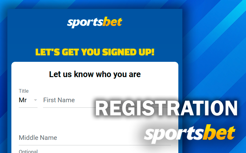 Registration form on Sportsbet site
