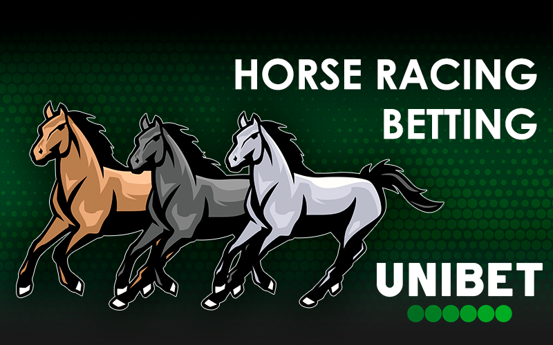 Three horses and Unibet logo