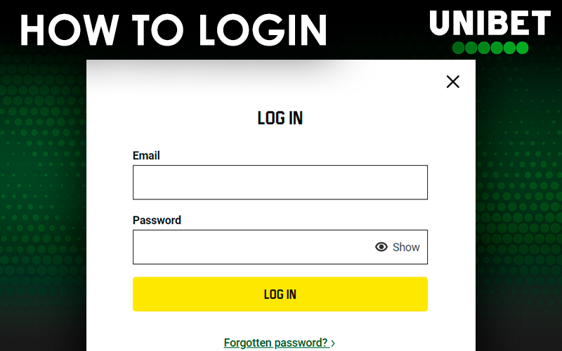 Login window on Unibet site