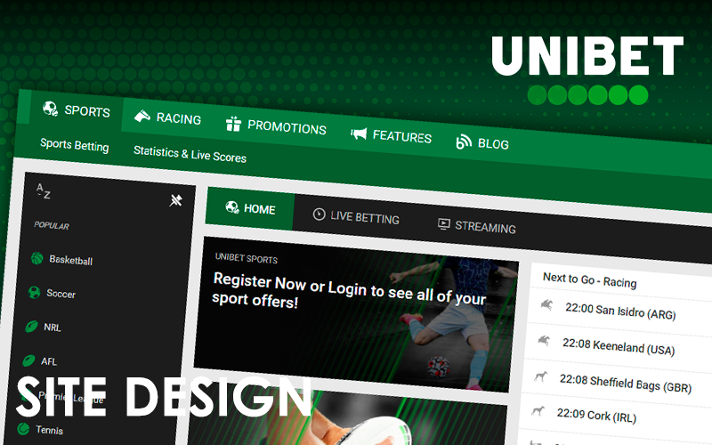 Part of home page of Unibet site