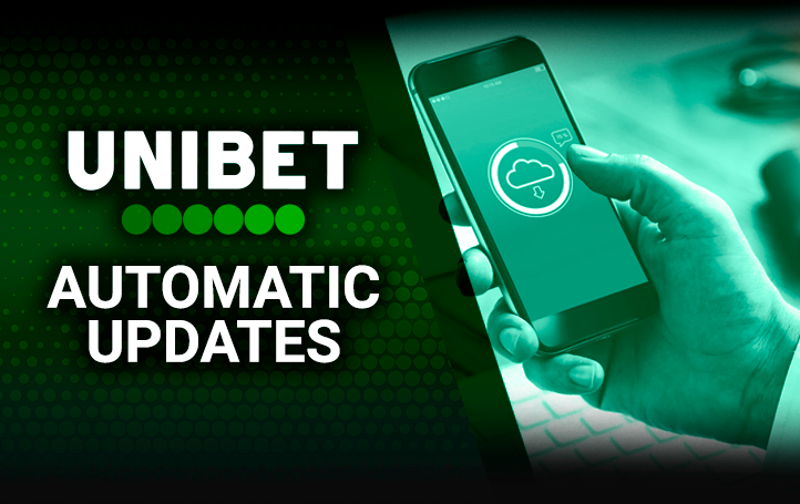Unibet logo and phone in hand with the update process running