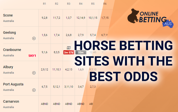 Table of odds on horse races and onlinebettingaus logo