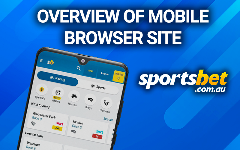 Phone with the main page of the sportsbet website open