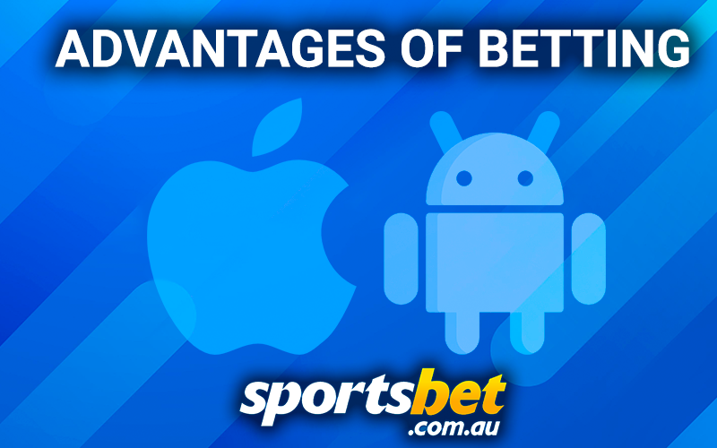The sportsbet logo along with icons for iPhone and android