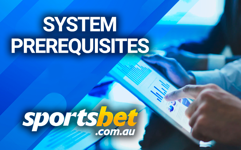 Tablet in hand with graphics and Sportsbet logo