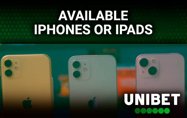 Vertically standing iPhones and the unibet logo