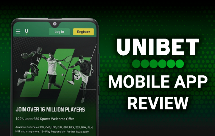Mobile with unibet home page and logo