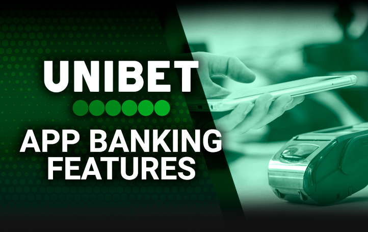 Money terminal and phone in hand next to the unibet logo