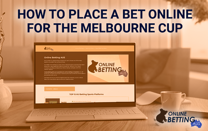 Laptop on the table with an open website Online Betting Aus
