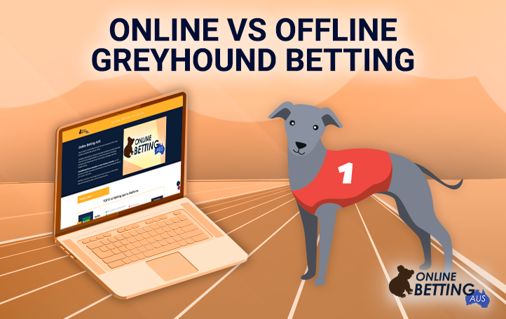 A laptop with an open OnlineBettingAus website and a hound dog