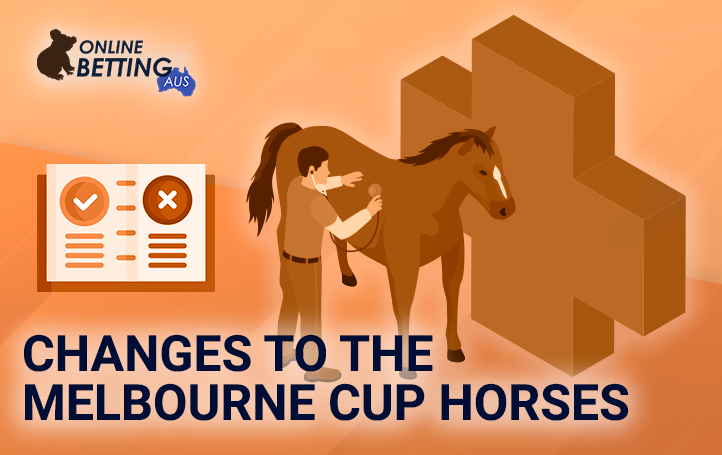 A horse at the vet's checkup with a security clearance icon at Online Betting Aus